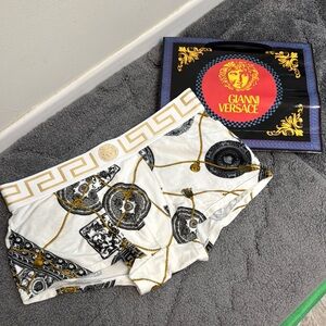 Rare vintage 90s runway Versace White and Gold Boxer Briefs M